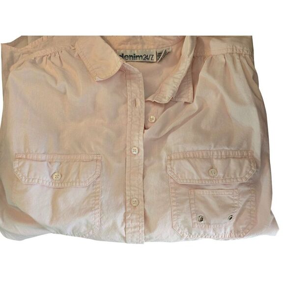 Denim 24/7 Light Pink Button-Down Shirt With Pockets L fairycore cottagecore - Picture 6 of 7